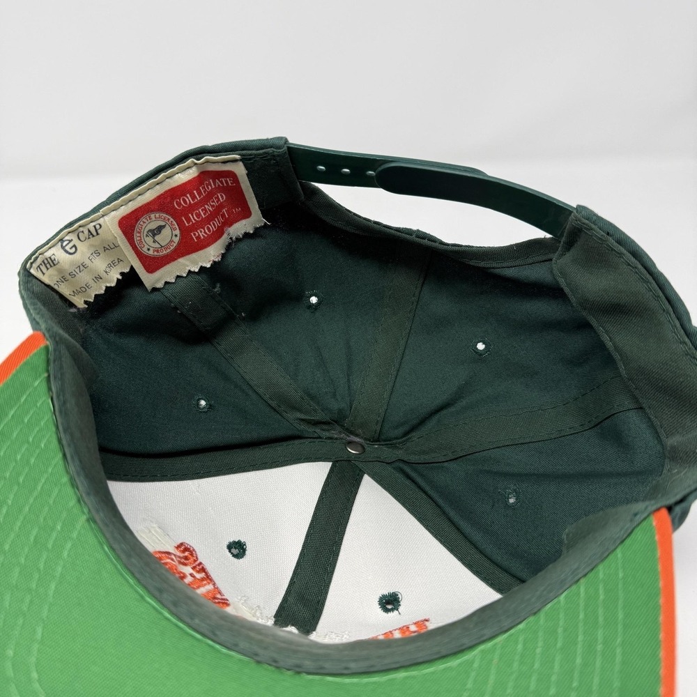 Vintage Miami Hurricanes Hat Cap Snap Back Mens Green Orange NCAA G Cap 90s - Picture 5 of 6